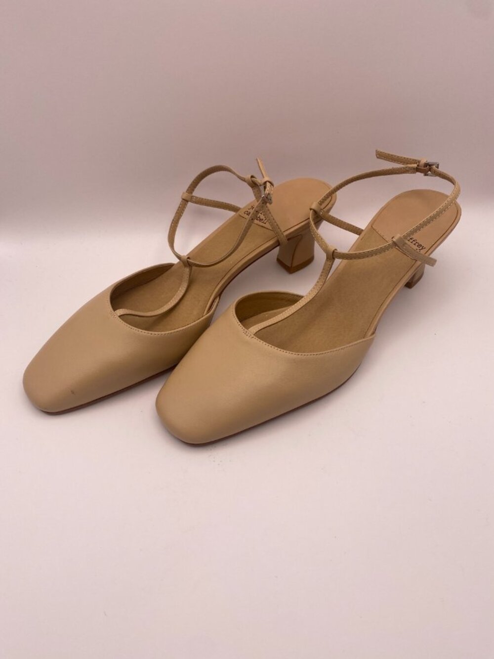Jeffrey Campbell Womens Chantall Ankle T Strap Pump Beige Leather Sz 9.5